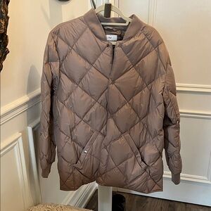 Taupe Aritzia TNA Quilted Bomber Jacket